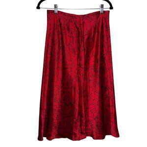 NWT Grace Dane Lewis Red & Black Floral Silk Skirt Womens Size 8
